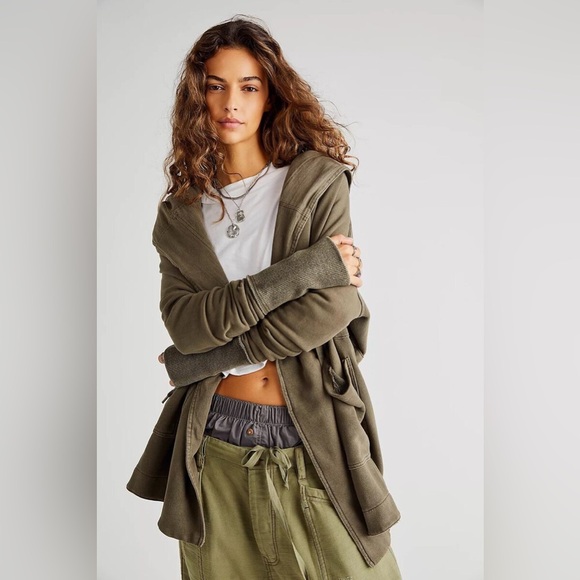 Free People | Army Green Brentwood Cardigan Sweater - Picture 2 of 5